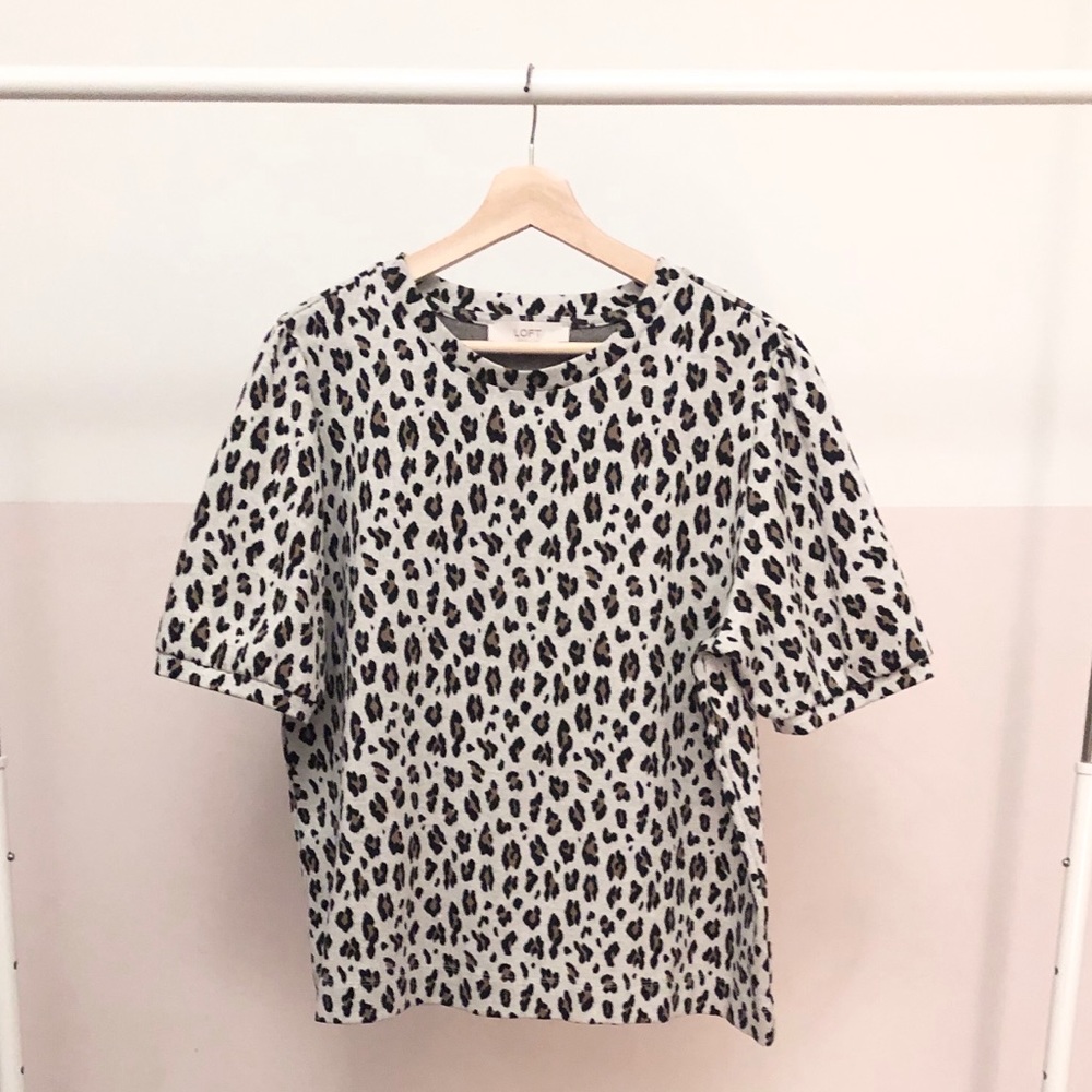 leopard print short sleeve sweater
